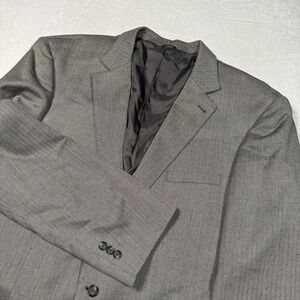 Oak Hill Blazer Mens 2XLT 50/52L Gray Herringbone Two‎ Button Sport Coat Jacket